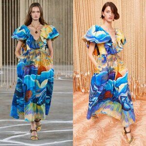 NWT Ulla Johnson Francesca Tuck Landscape Limited Edition Midi Dress Size 4